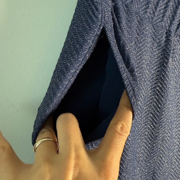 Milly Cabana Chevron Shimmer Pull On Pants Navy Silver Size L Beach Pool Resort - Picture 13 of 13